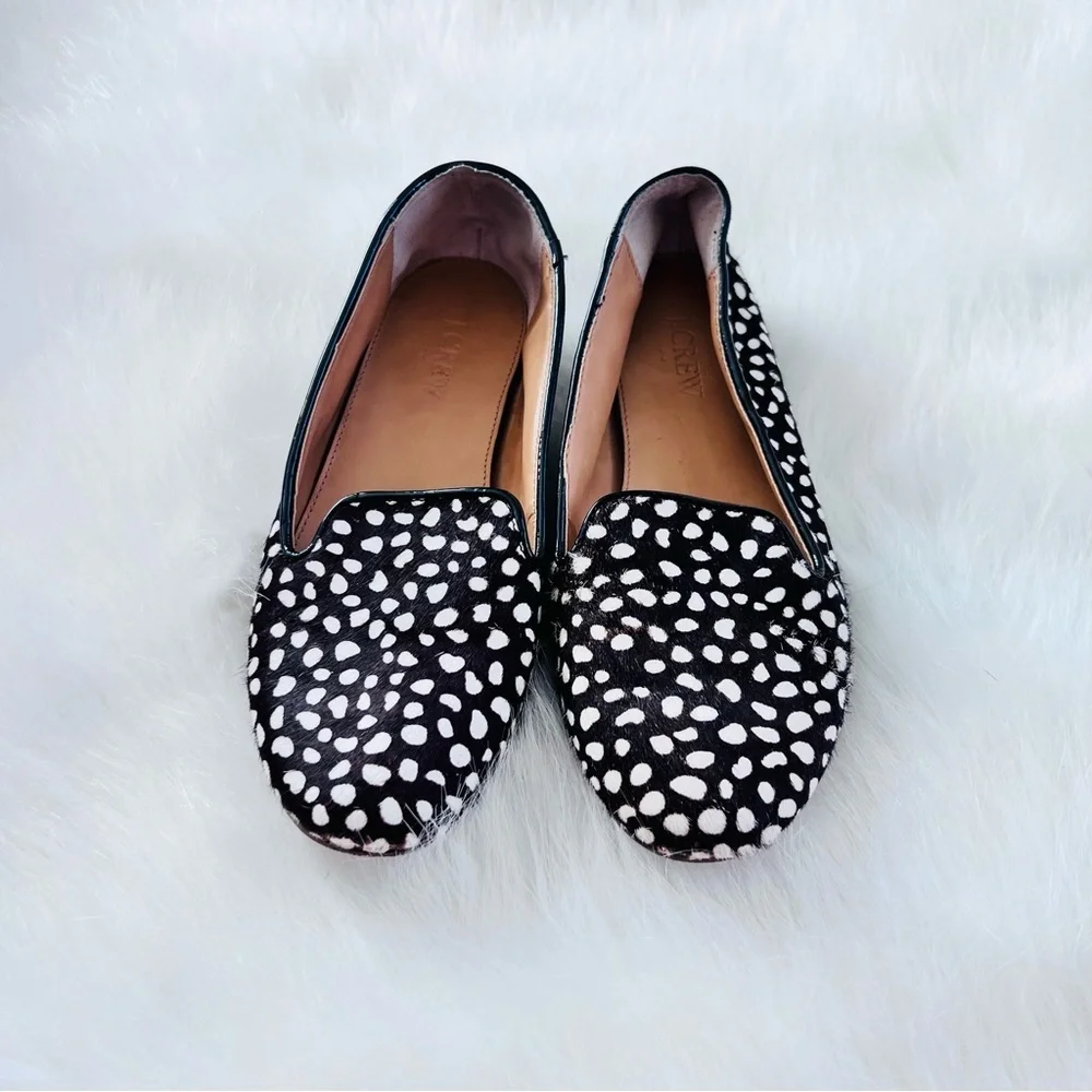 J. Crew Factory Cora Leopard Spot Calf Hair Loafers Size 7.5 Style E1341